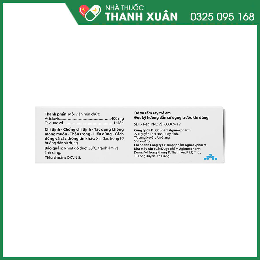 Agiclovir 400 thuốc điều trị, phòng ngừa tái phát và dự phòng nhiễm Herpes simplex